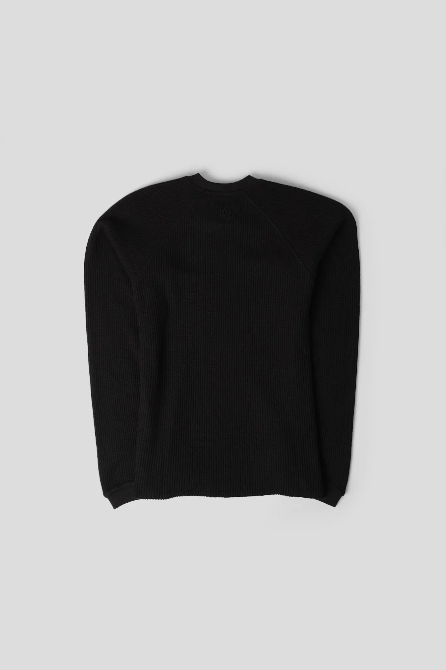 T-SHIRT LONG SLEEVE WAFFLE NOIR - Image 3