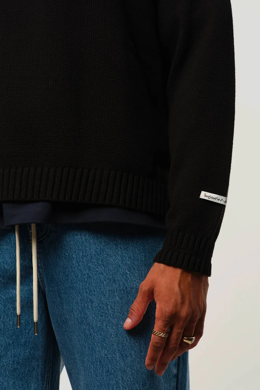 CREWNECK LOOSE KNIT ROLLED NOIR - Image 3