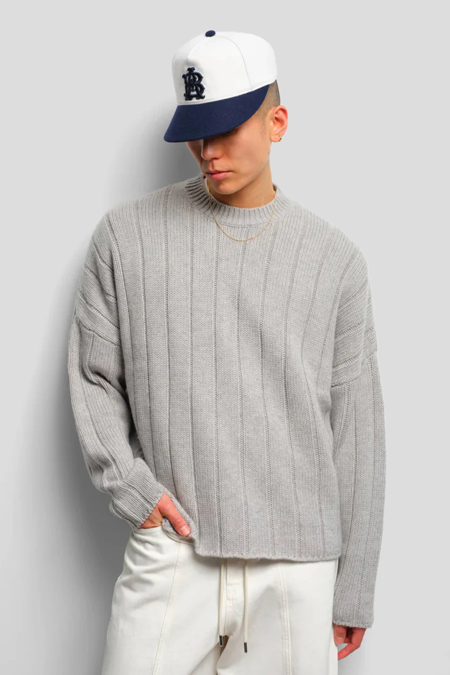 PULL LARGE RIB GRIS - Image 2