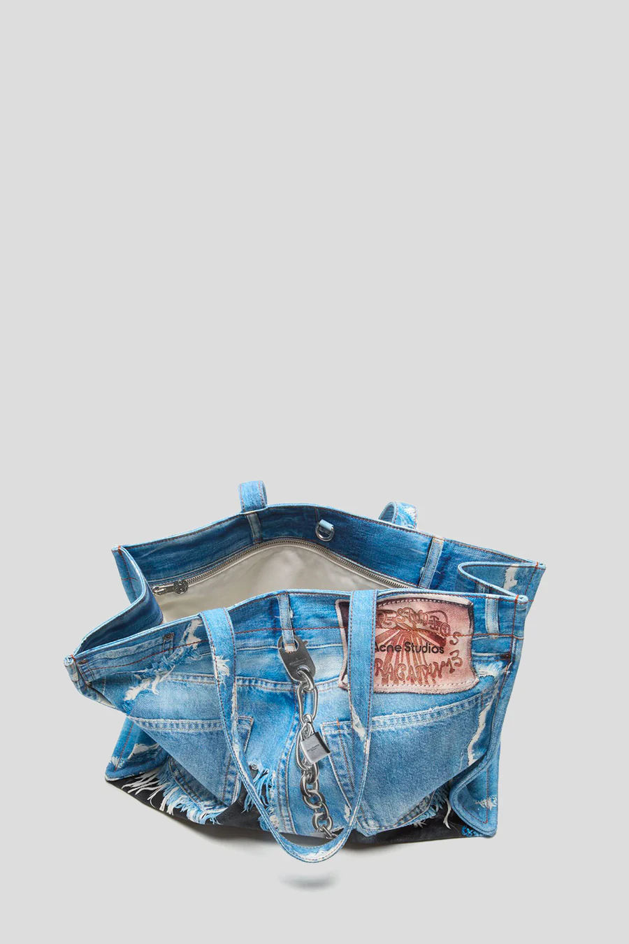 SAC CABAS IMPRIMÉ TROMPLE L'OEIL BLEU - Image 3