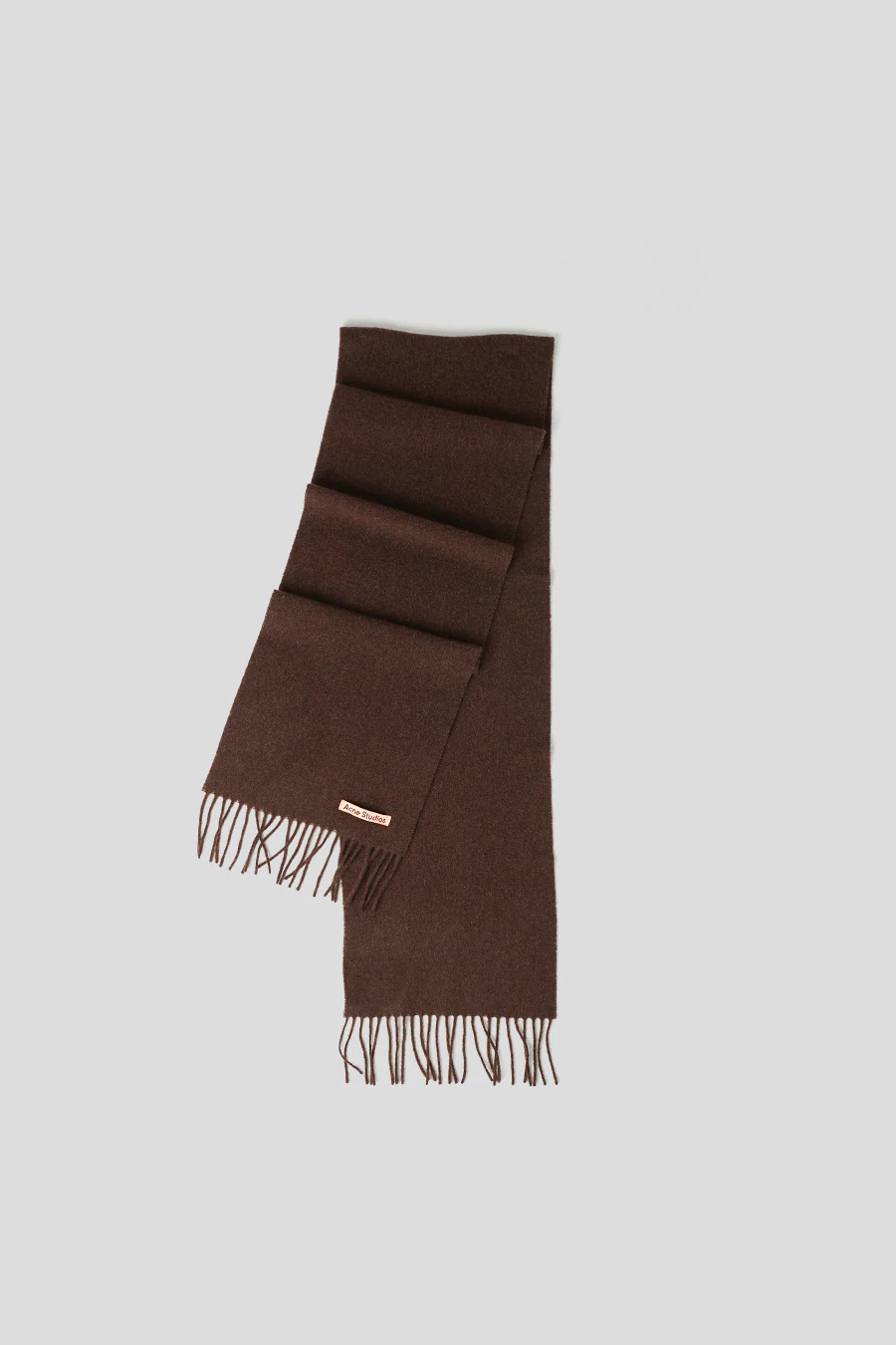 ĂCHARPE EN LAINE Ă FRANGES MARRON