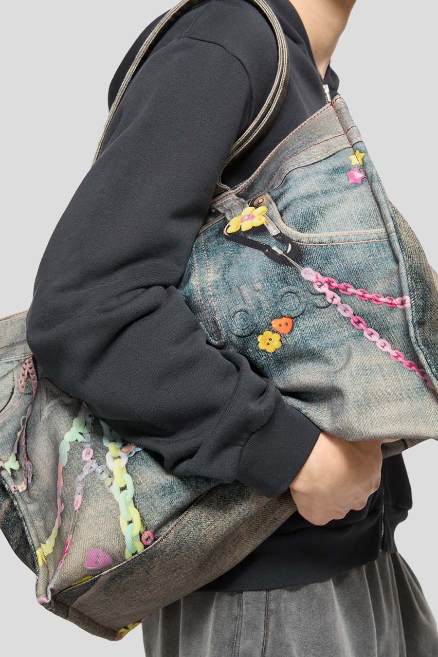 SAC CABAS TROMPE L'OEIL BLEU DENIM