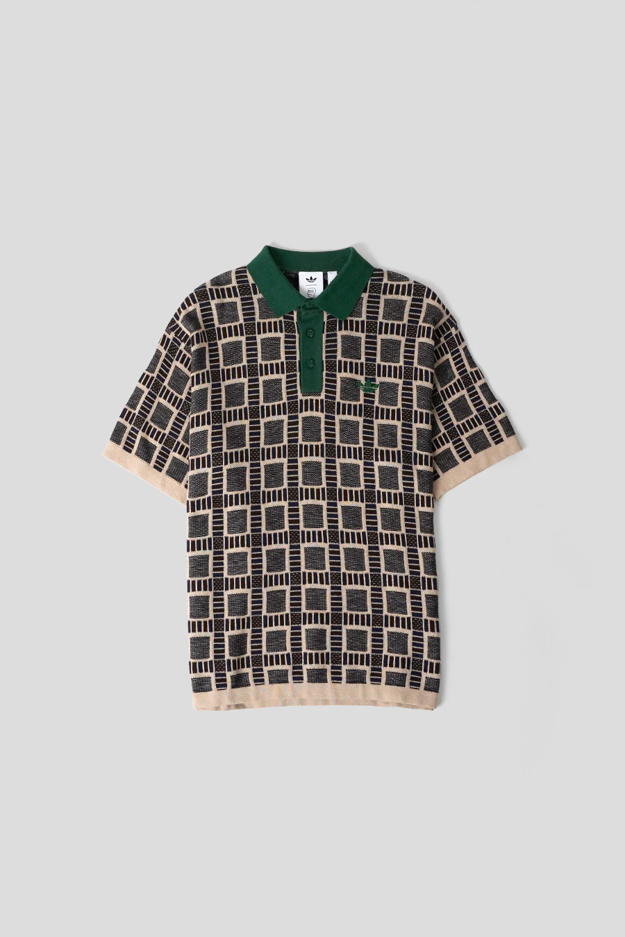 POLO ADIDAS X BRAIN DEAD JACQUARD BEIGE, MARRON ET VERT