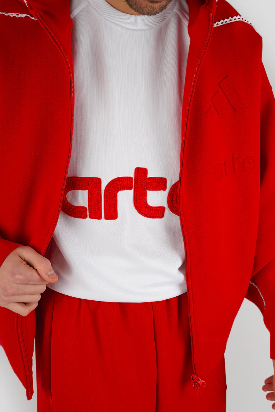 VESTE ZIPPÉE ZNE FZ X ARTE ROUGE ET BLANCHE - Image 5