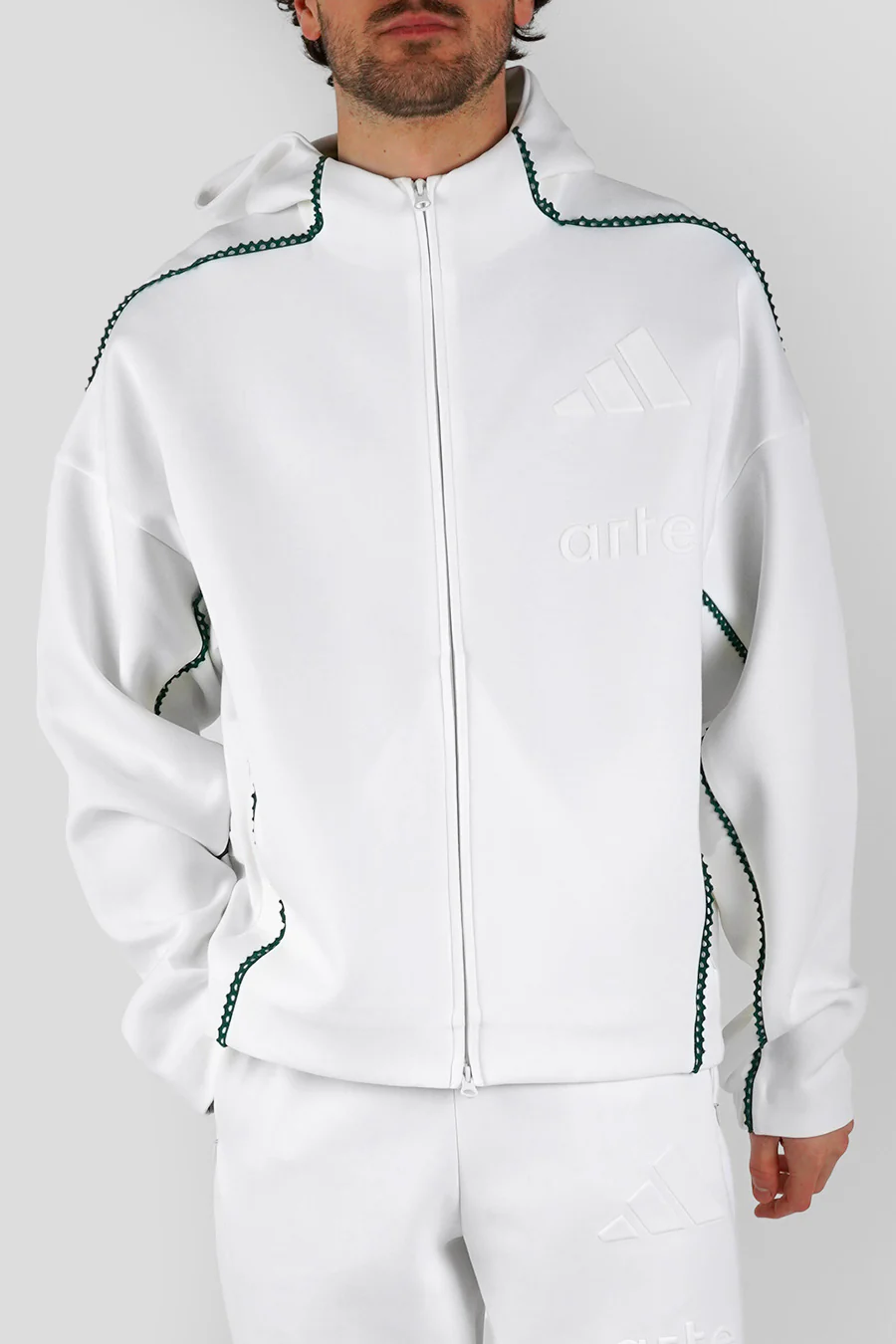 VESTE ZIPPÉE ZNE FZ X ARTE BLANCHE ET VERTE