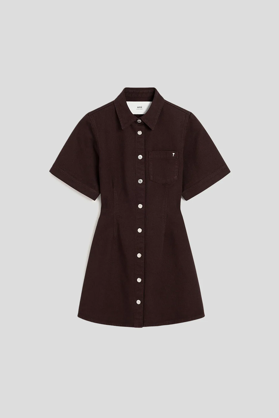 ROBE CHEMISE MANCHES COURTES AUBERGINE