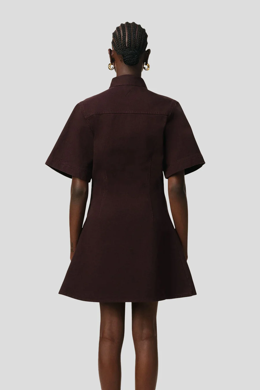 ROBE CHEMISE MANCHES COURTES AUBERGINE - Image 3