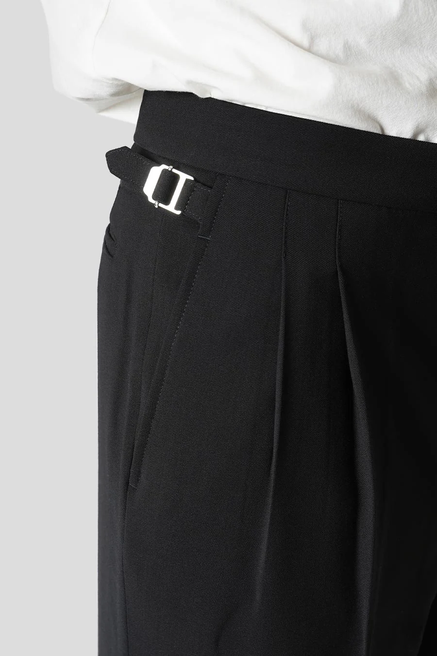 PANTALON LARGE LAINE ET VISCOSE NOIR - Image 3
