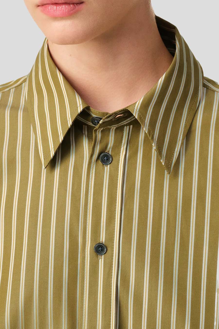CHEMISE CROPPED OVERSIZE LICHEN, BLANCHE ET CURRY - Image 2