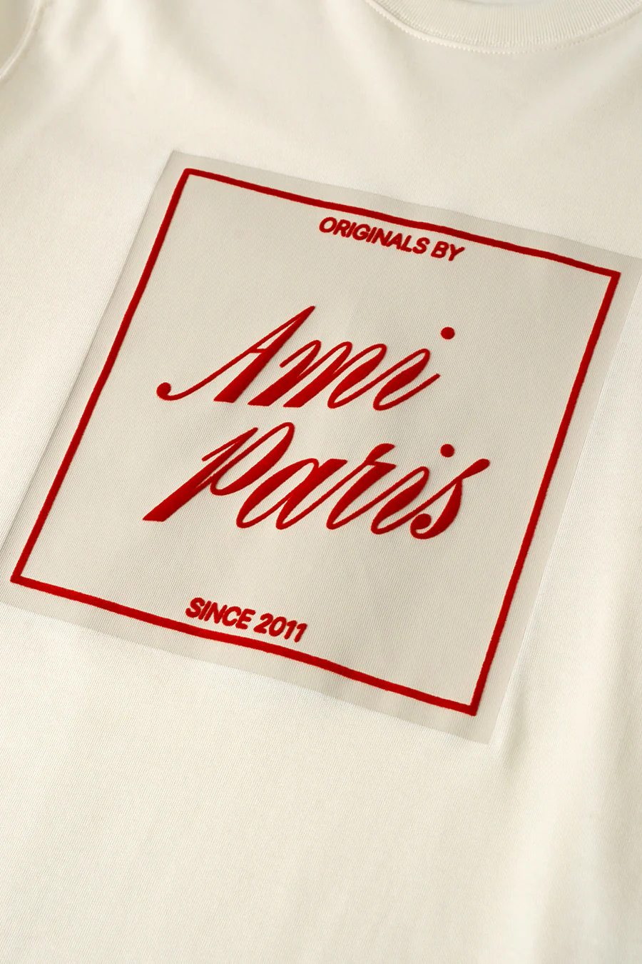 T-SHIRT BOXY AMI DE COEUR SIGNATURE FRONT BLANC CREME - Image 2