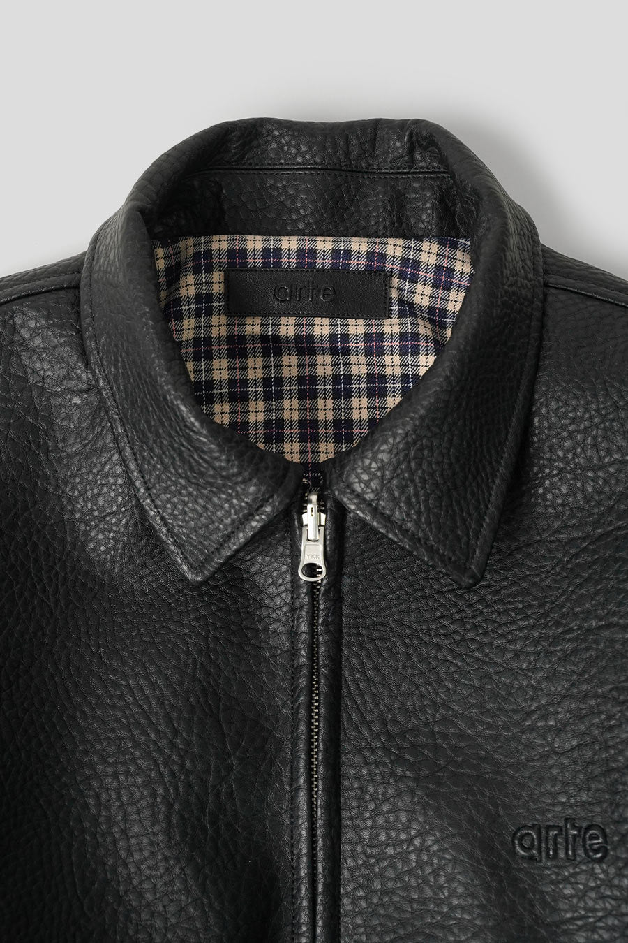 VESTE REVERSIBLE PLAID LEATHER NOIRE ET À CARREAUX - Image 2