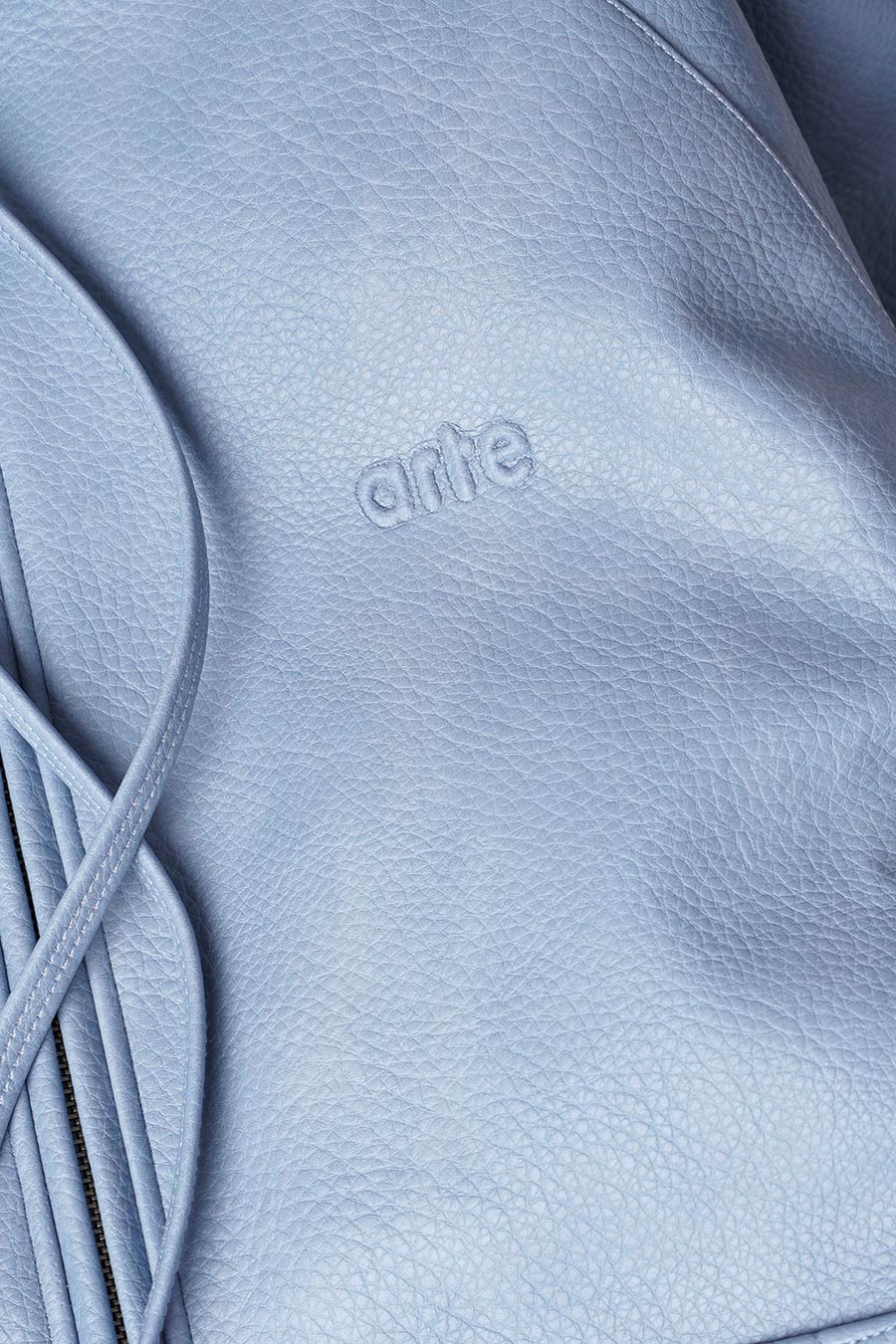 VESTE EN CUIR A CAPUCHE BLEUE - Image 2