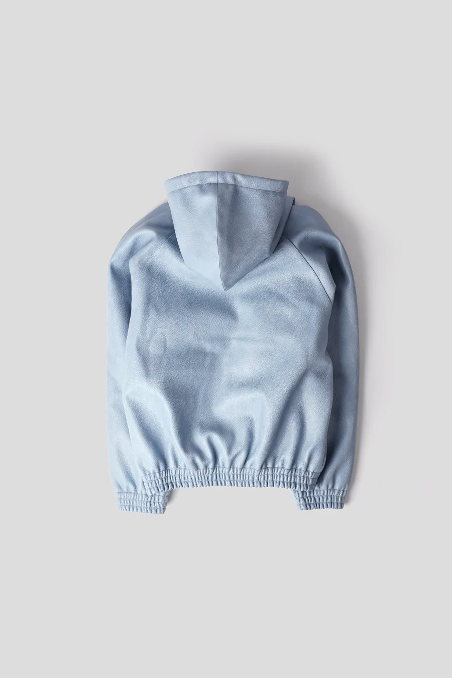 VESTE EN CUIR A CAPUCHE BLEUE - Image 3