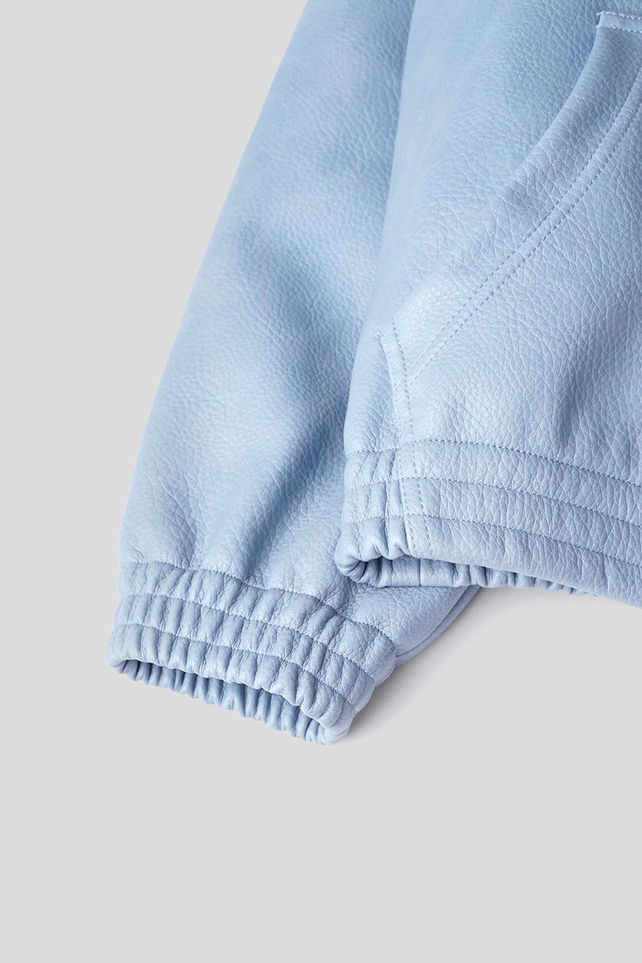 VESTE EN CUIR A CAPUCHE BLEUE - Image 4