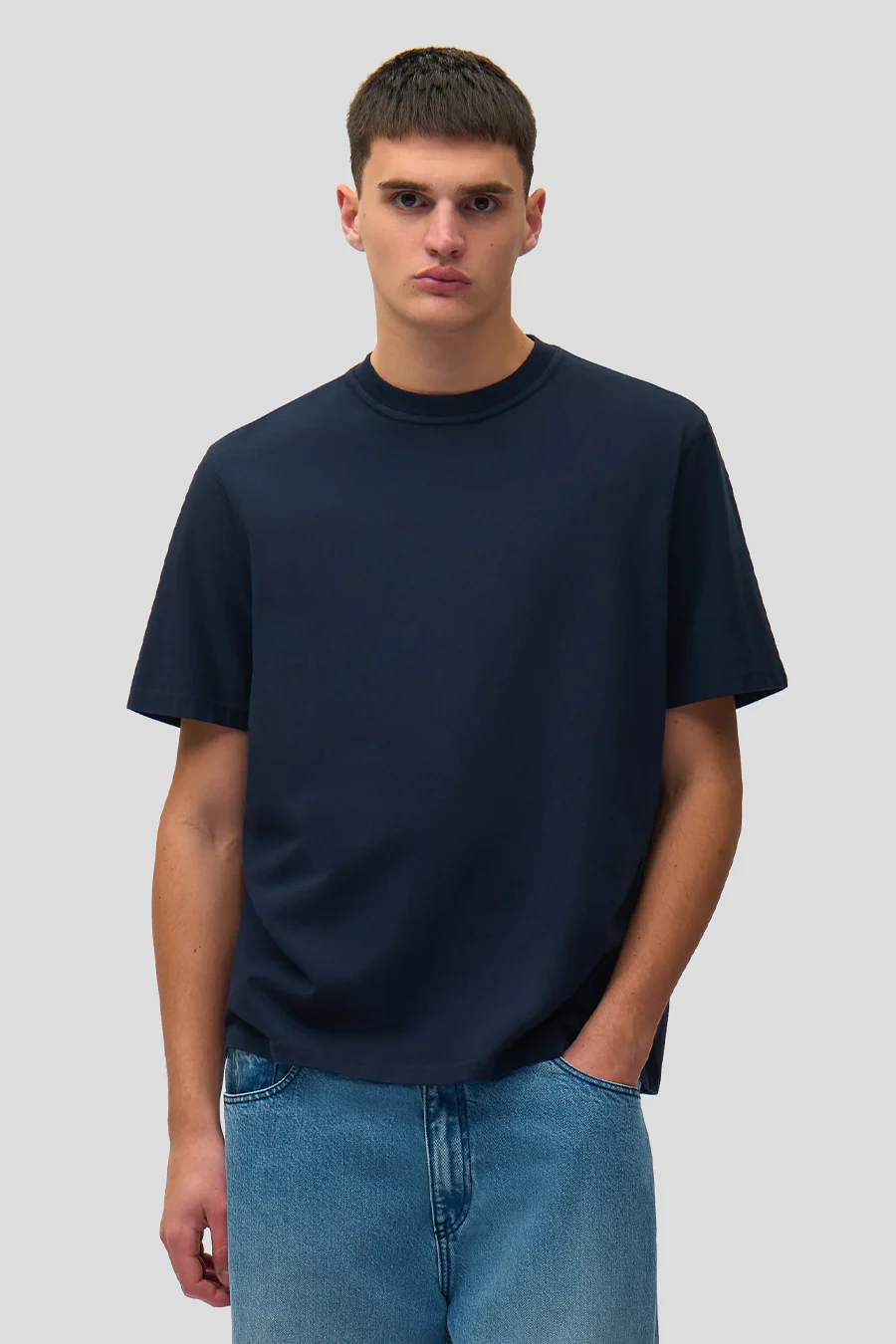 T-SHIRT BLURRY BACK PRINT BLEU MARINE