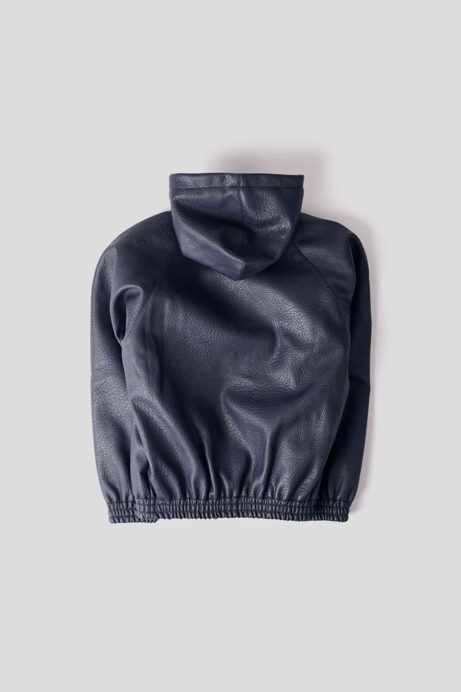 VESTE EN CUIR A CAPUCHE BLEUE MARINE - Image 3