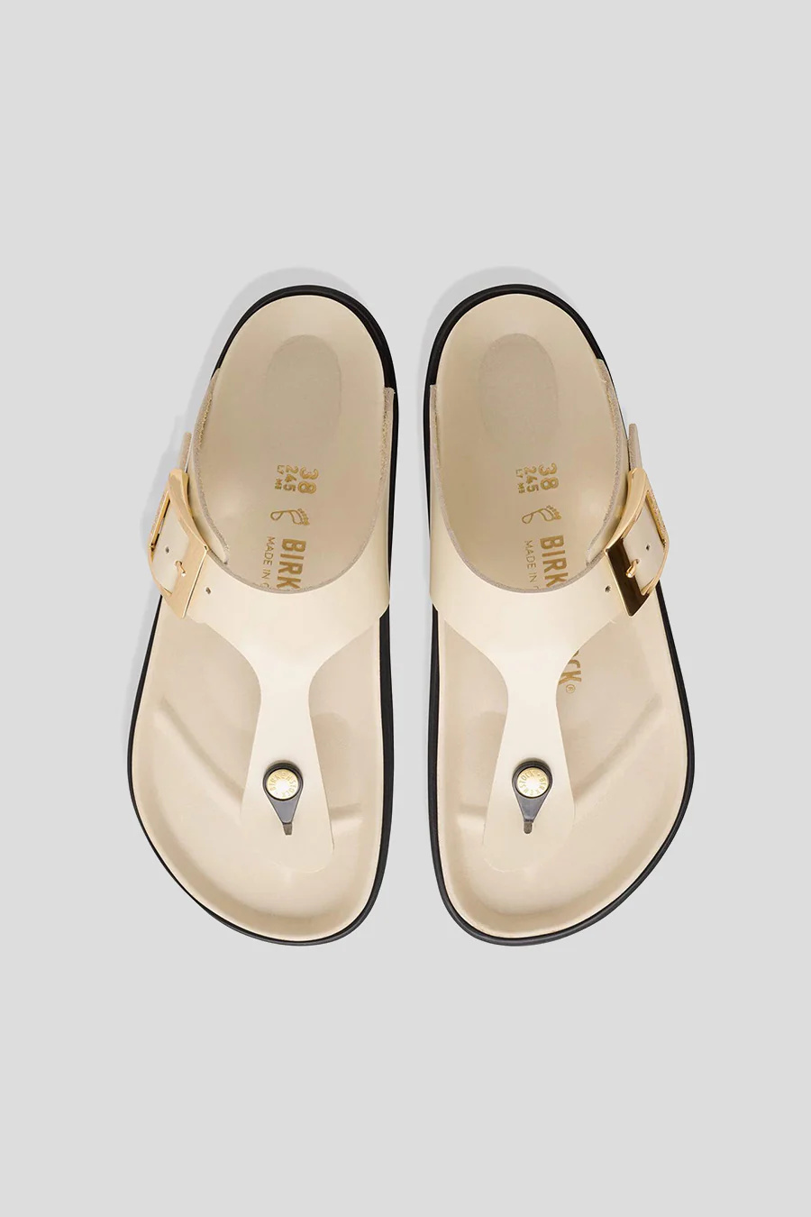 GIZEH DROPLET BUCKLE NATURAL LEATHER PATENT HIGH-SHINE ECRU - Image 3