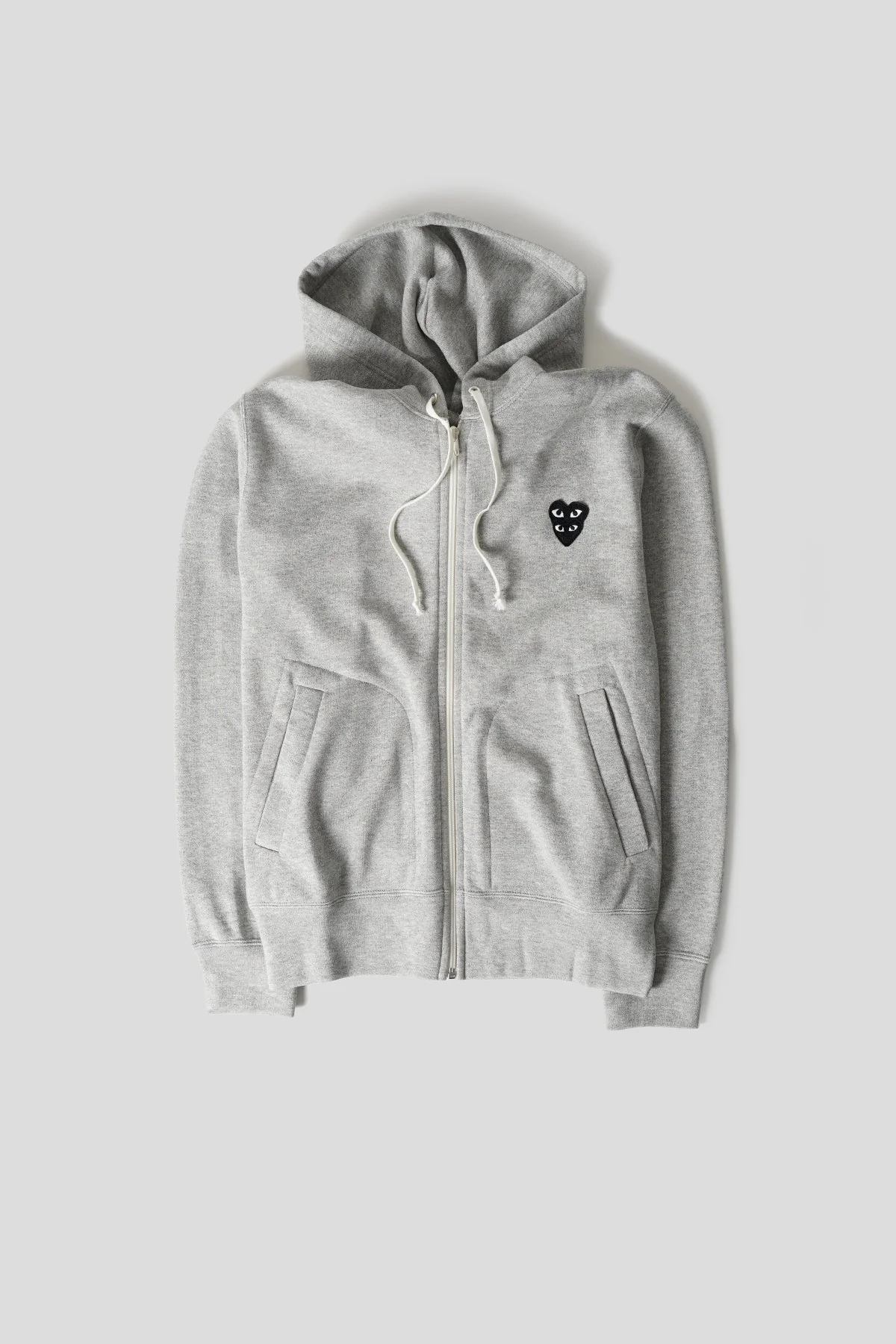 HOODIE ZIP DOUBLE COEUR NOIR GRIS