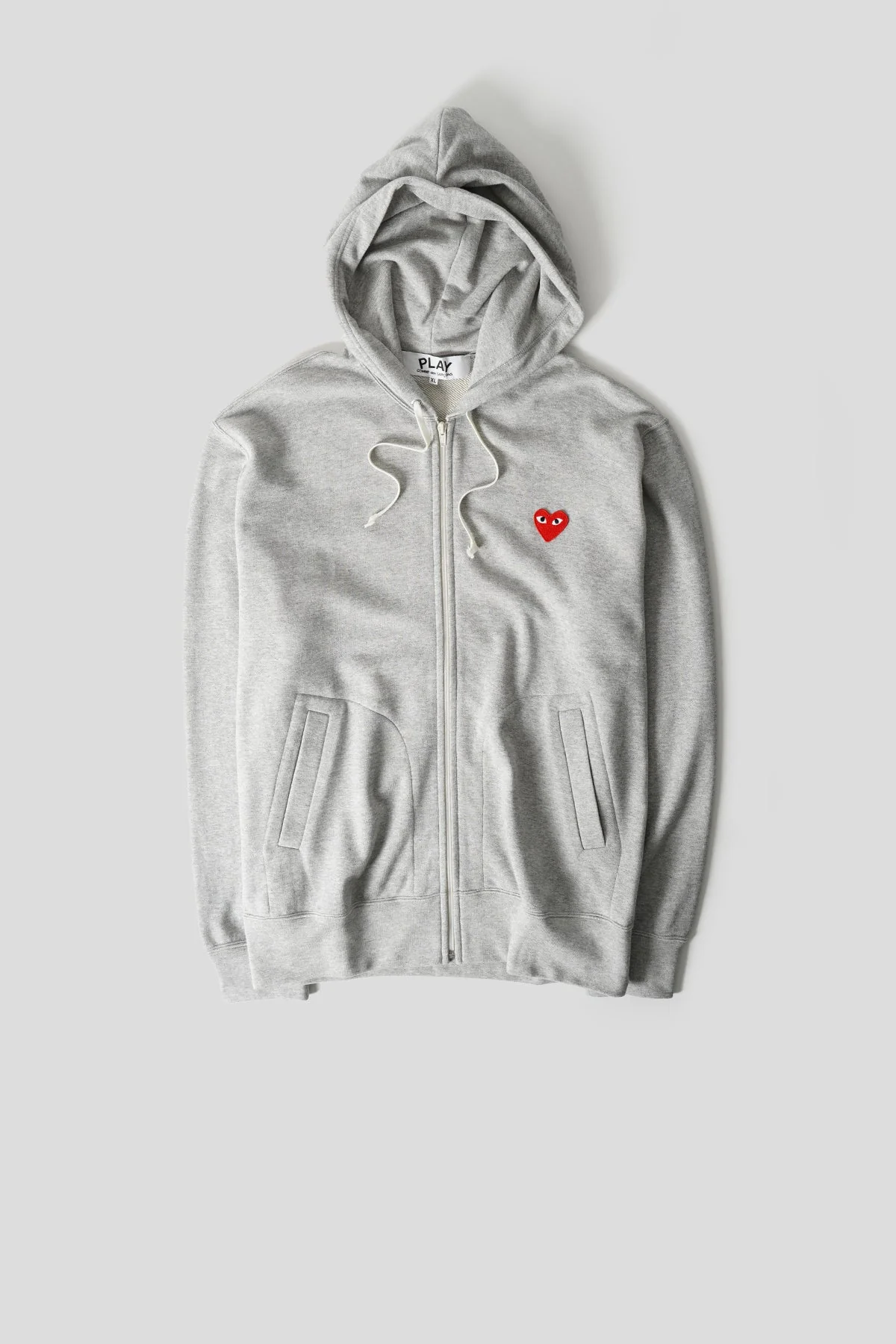HOODIE ZIP GRIS COEUR ROUGE