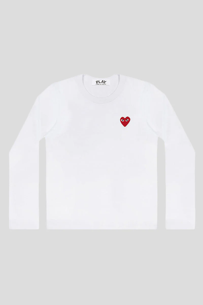 T-SHIRT MANCHES LONGUES BLANC COEUR ROUGE