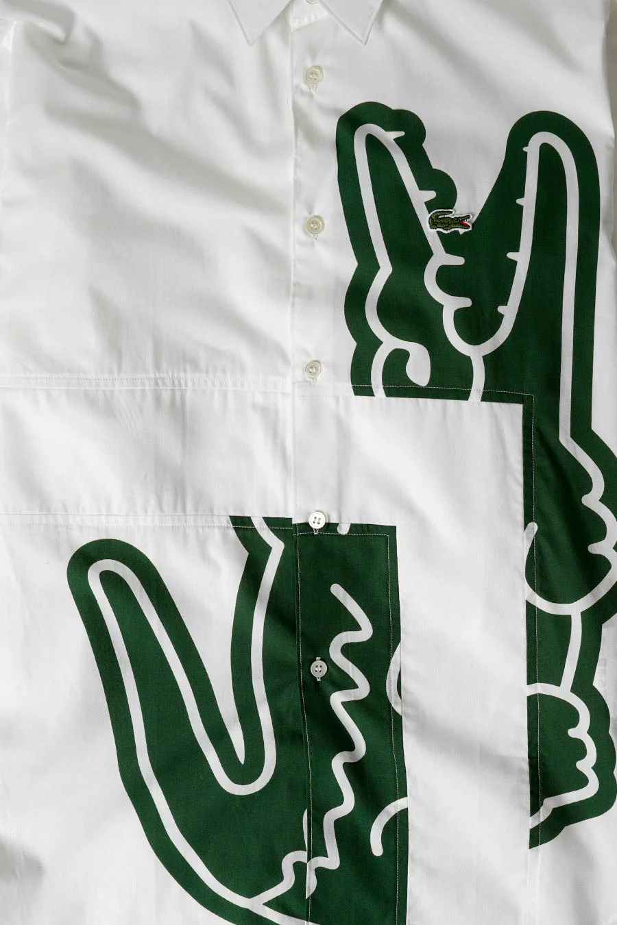 CHEMISE SLIM CROCO X LACOSTE BLANCHE ET VERTE - Image 2