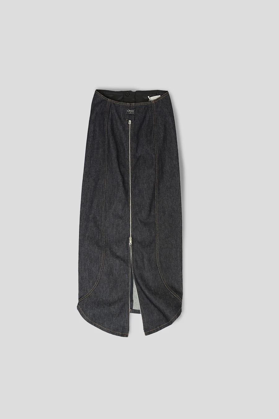 JUPE LONGUE EN DENIM AVEC FERMETURE ÉCLAIR BLEU BRUT