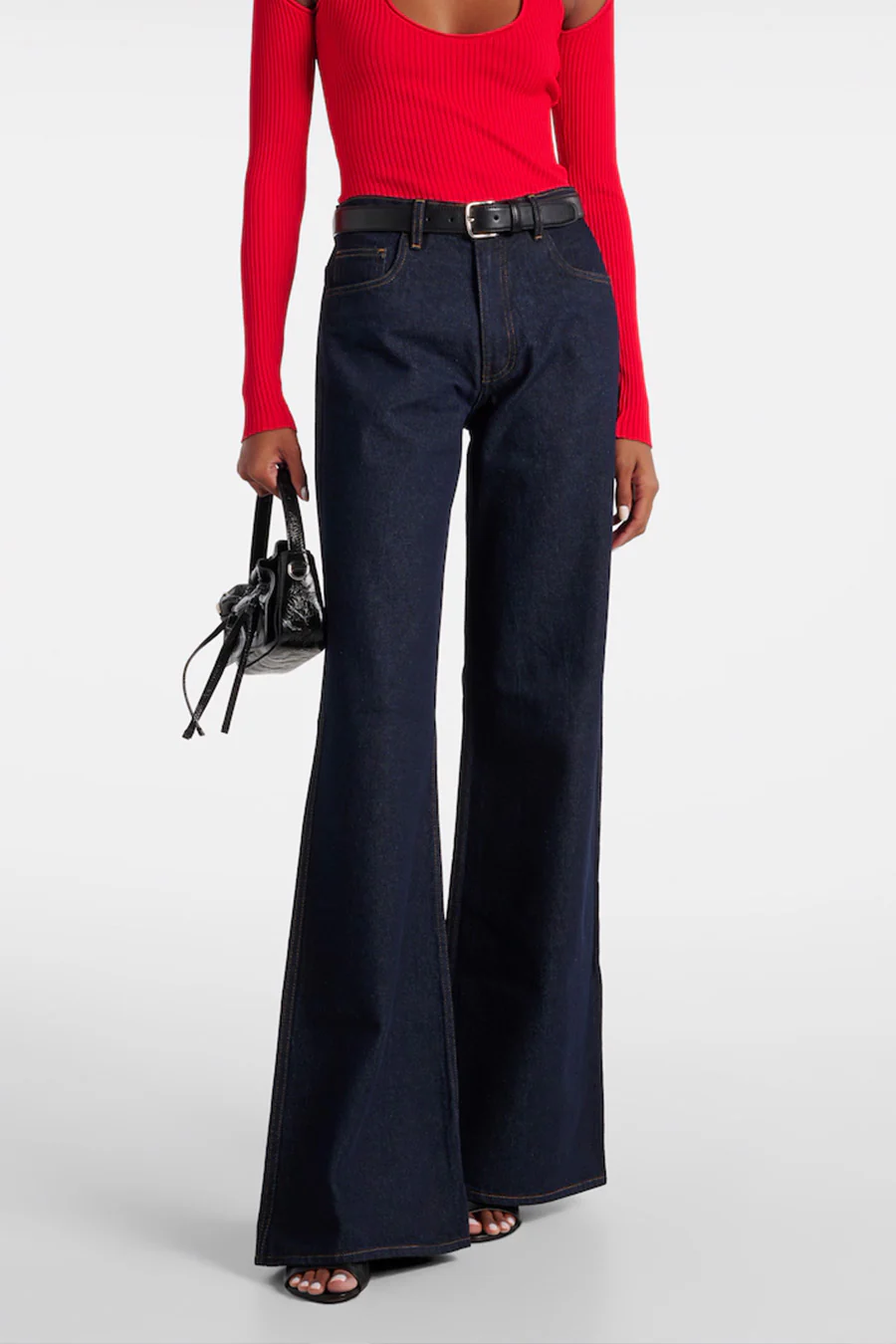 PANTALON EN DENIM À JAMBES LARGES BLEU BRUT - Image 4