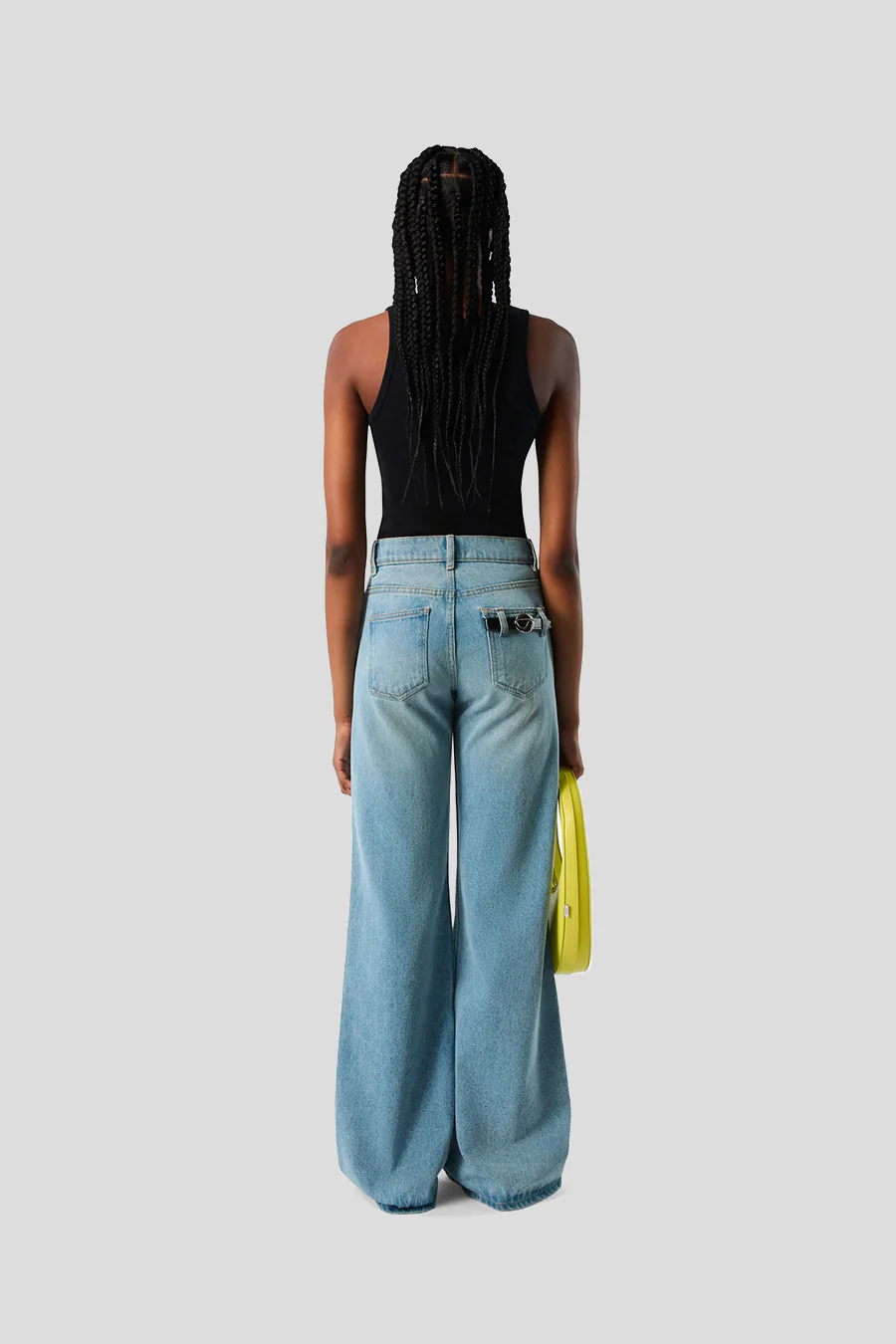PANTALON EN DENIM À JAMBES LARGES BLEU DÉLAVÉ - Image 4