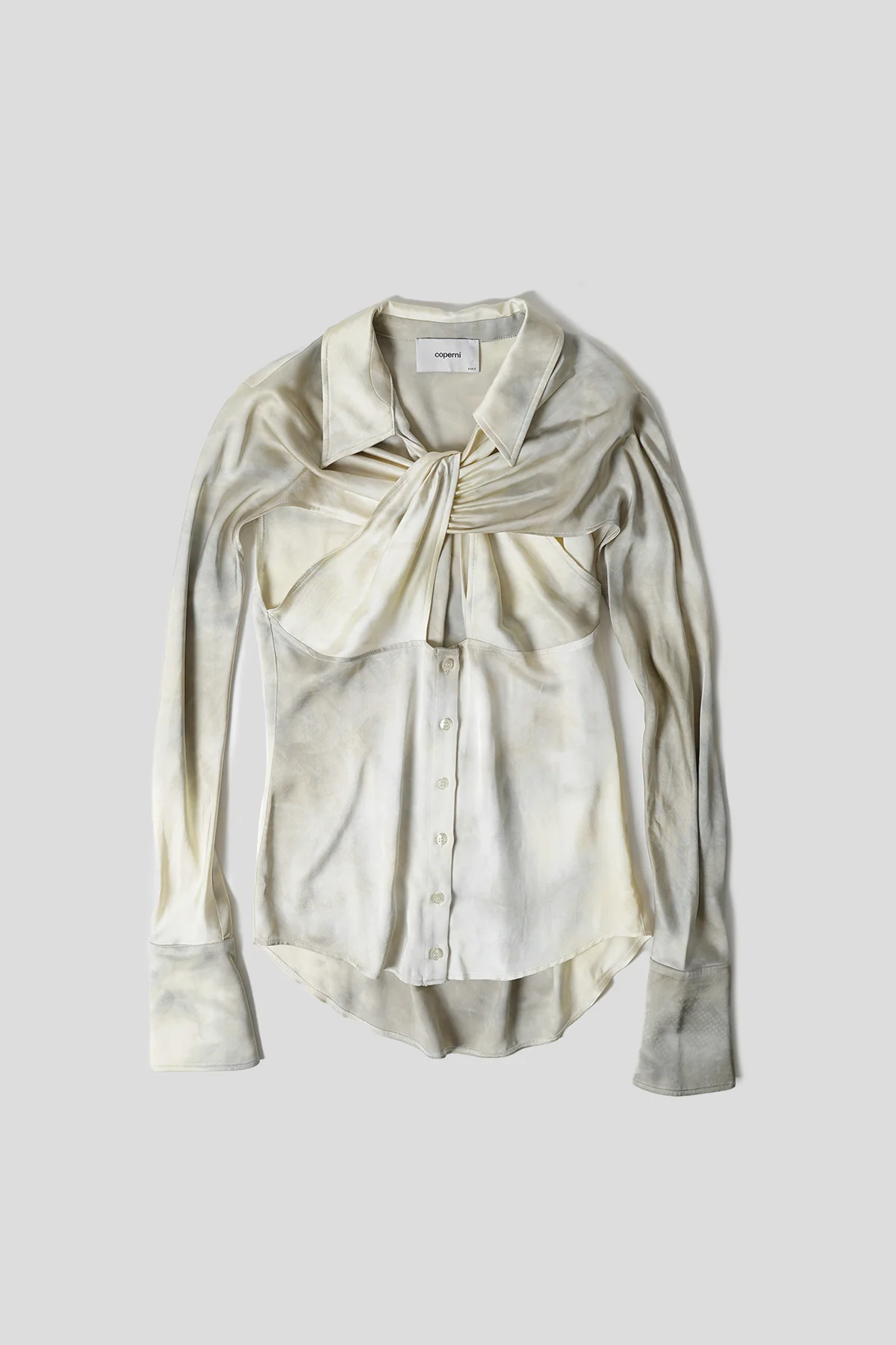 CHEMISE EN VISCOSE À DÉCOUPE BEIGE