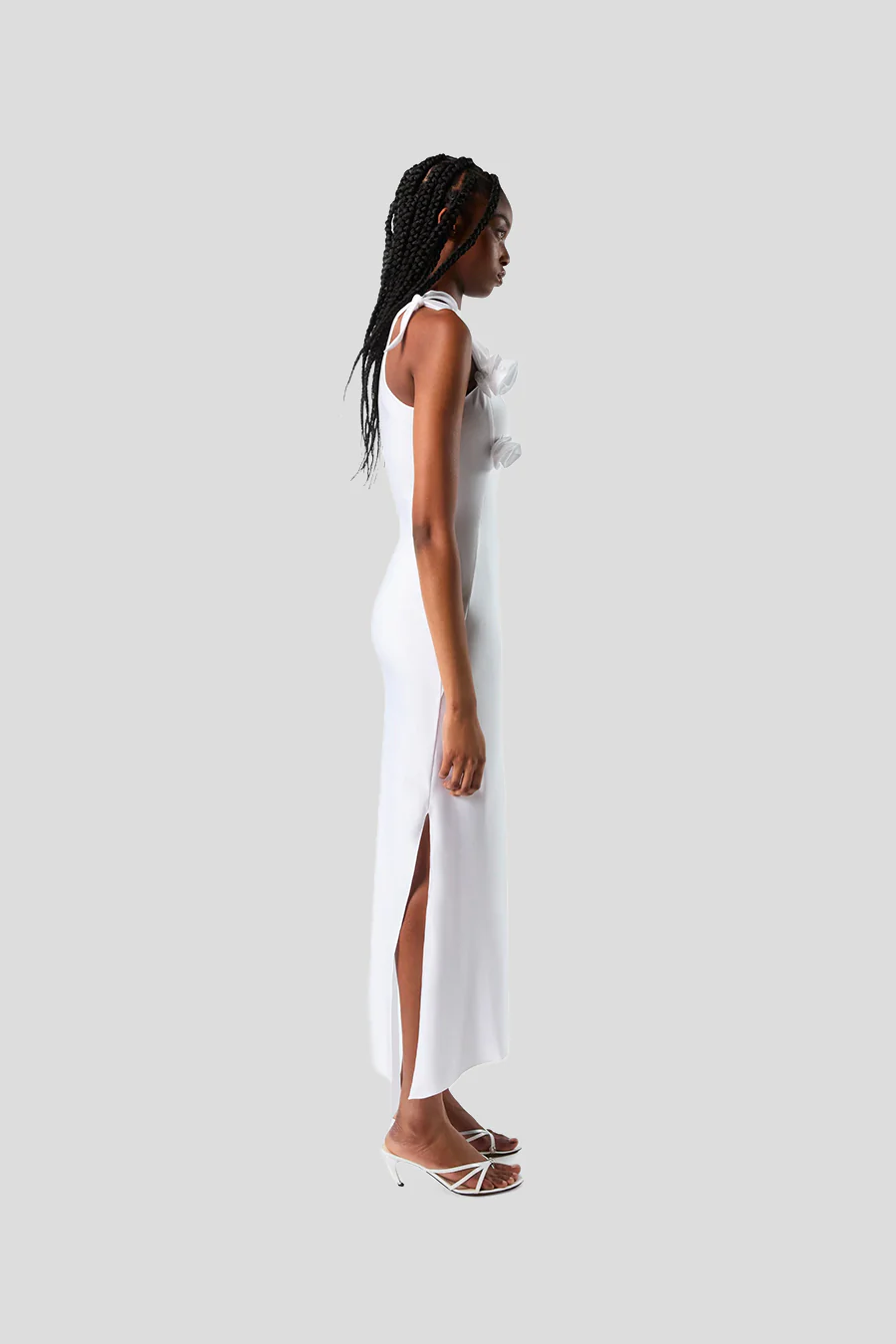 ROBE À FLEURS ASYMÉTRIQUES BLANC AVORIO - Image 3