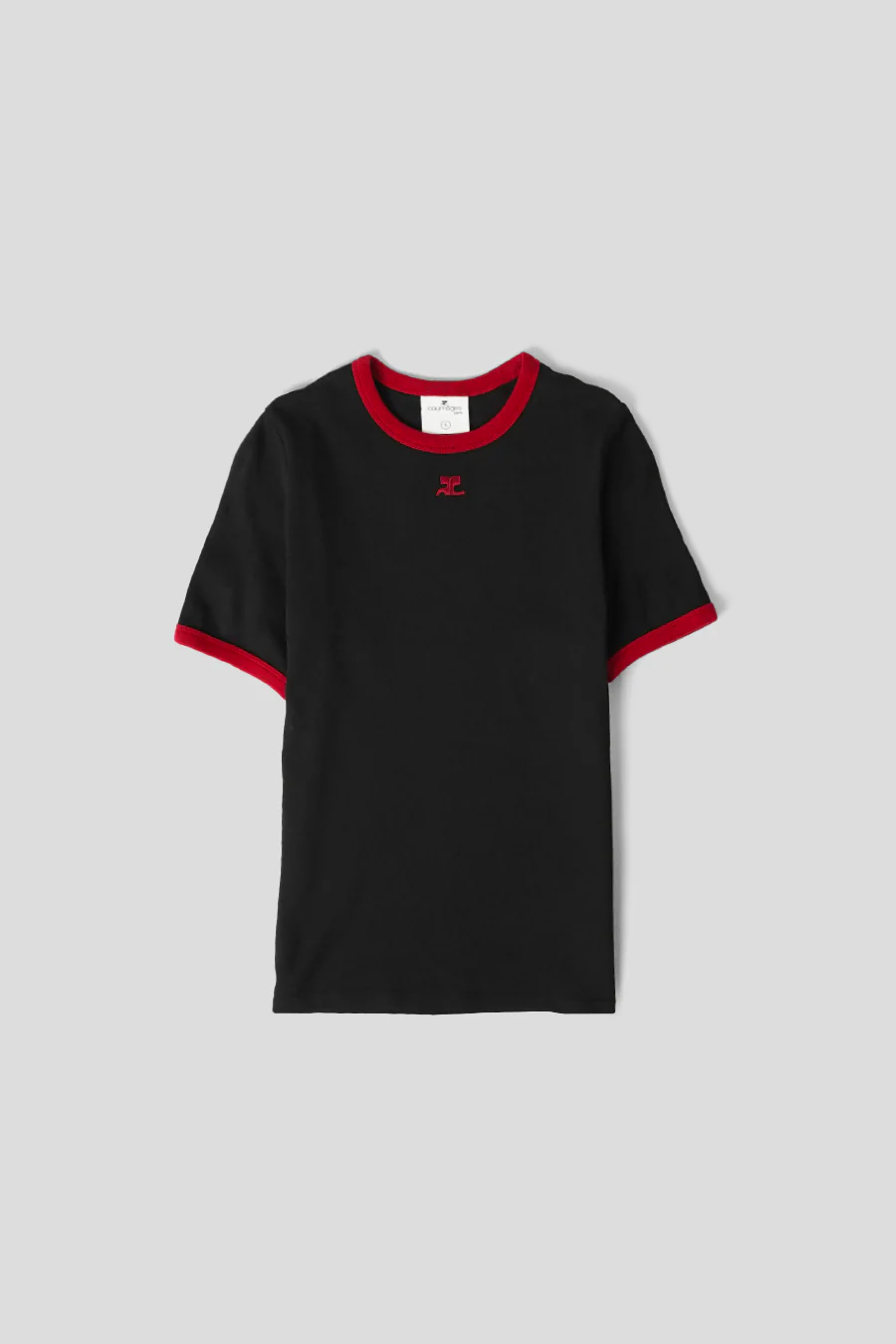 T-SHIRT SIGNATURE CONTRAST NOIR ET RUBY
