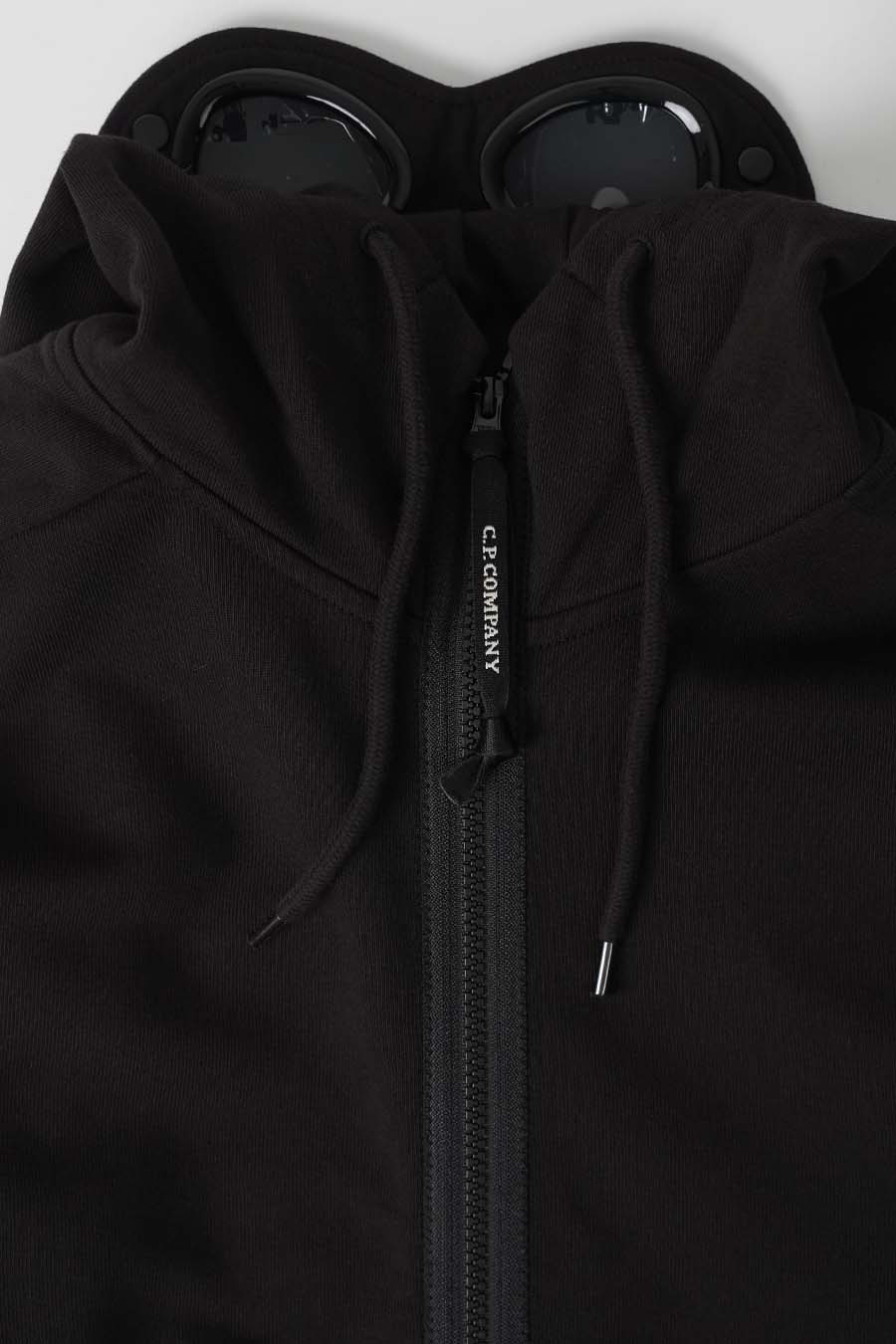 HOODIE ZIP GOGGLE DIAGONAL RAISED FLEECE NOIR - Image 5