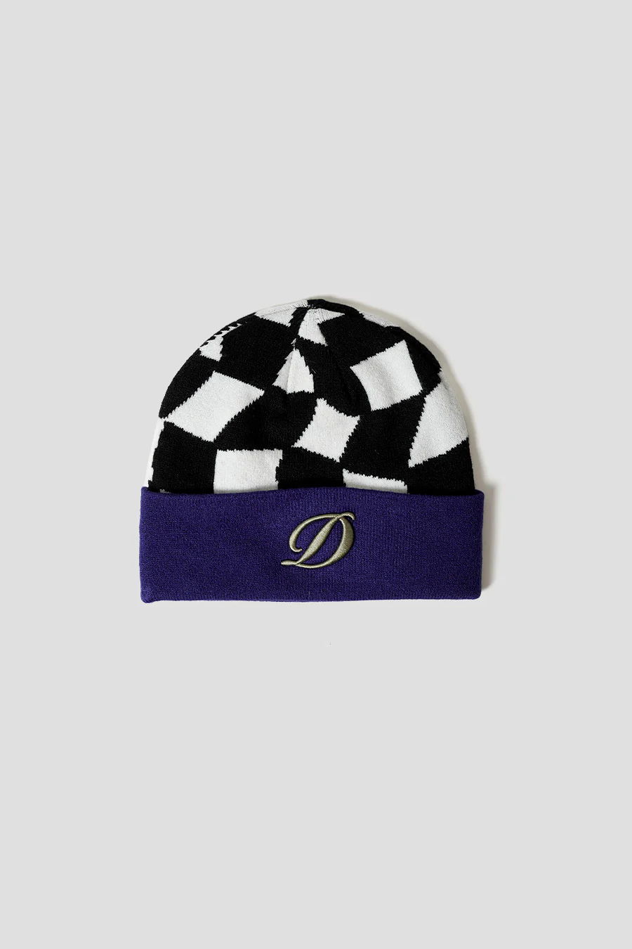 BONNET TUQUE D À CARREAUX NOIR