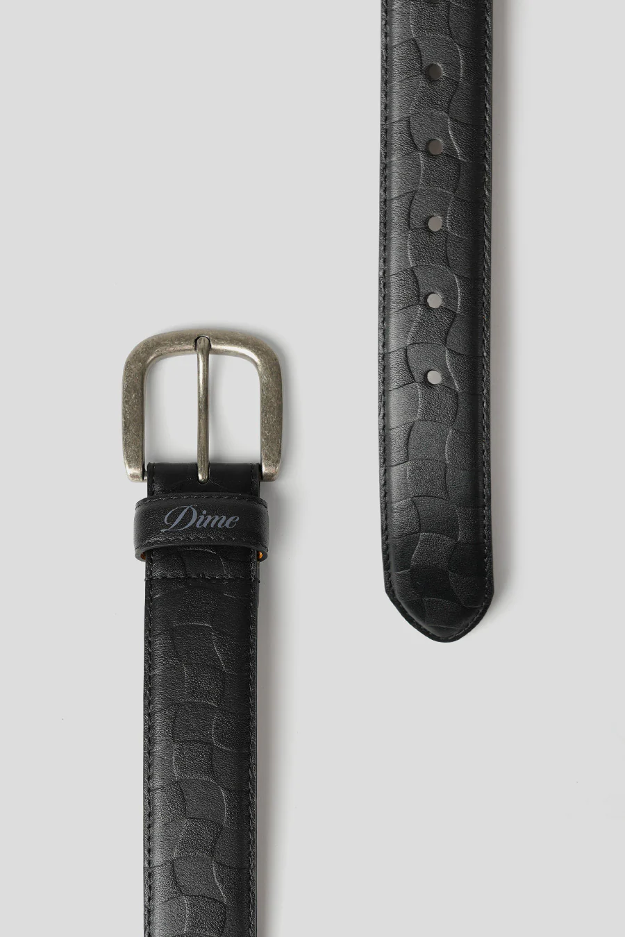 CEINTURE EN CUIR À CARREAUX NOIRE - Image 2