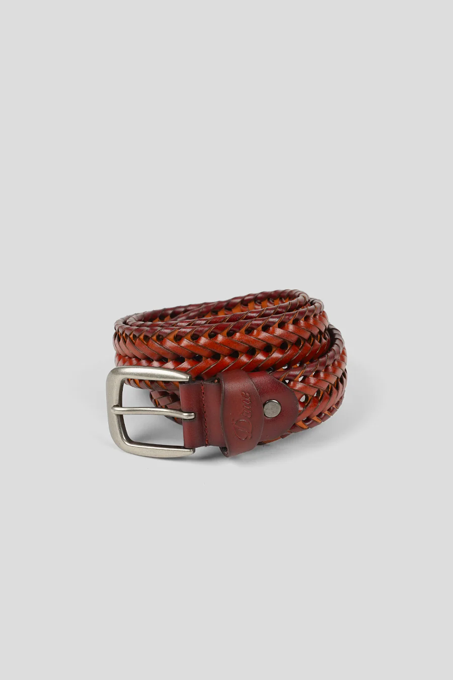 CEINTURE EN CUIR TRESSÉ MARRON CARAMEL