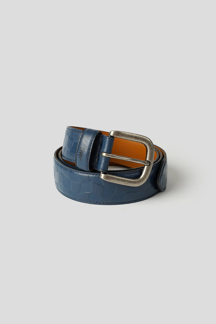 CEINTURE EN CUIR À CARREAUX BLEU MARINE
