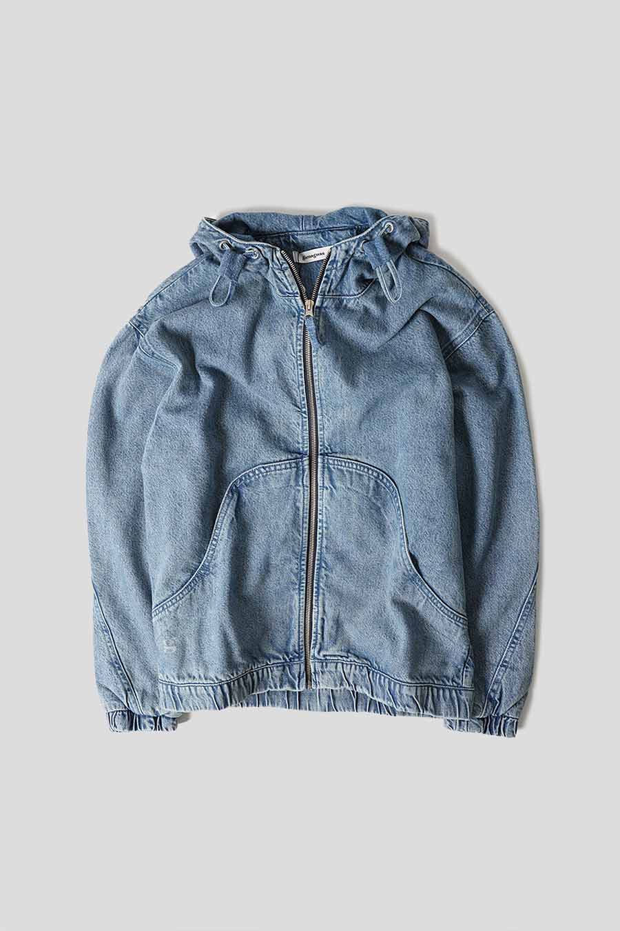 VESTE À CAPUCHE MOSSI EN JEANS BLEU