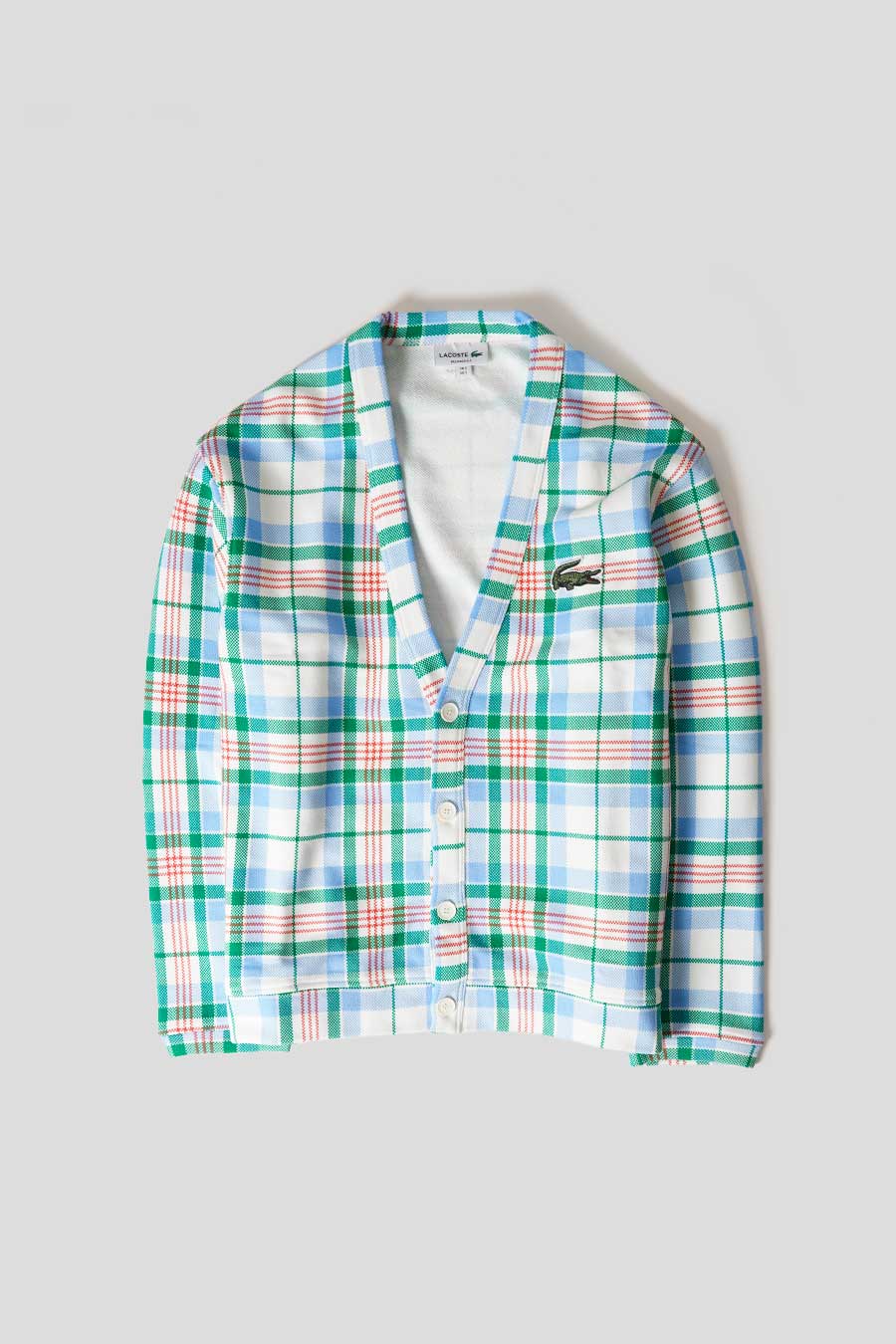 CARDIGAN À CARREAUX BLEU ET BLANC