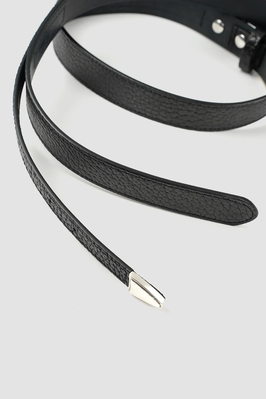 CEINTURE CUIR GRAINÉ MINIMAL WESTERN NOIR - Image 2