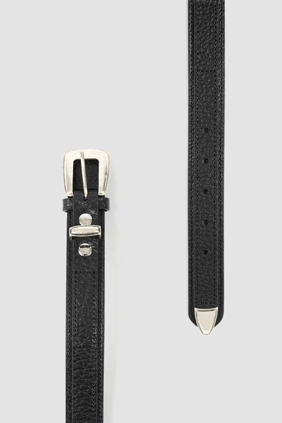 CEINTURE CUIR GRAINÉ MINIMAL WESTERN NOIR - Image 3