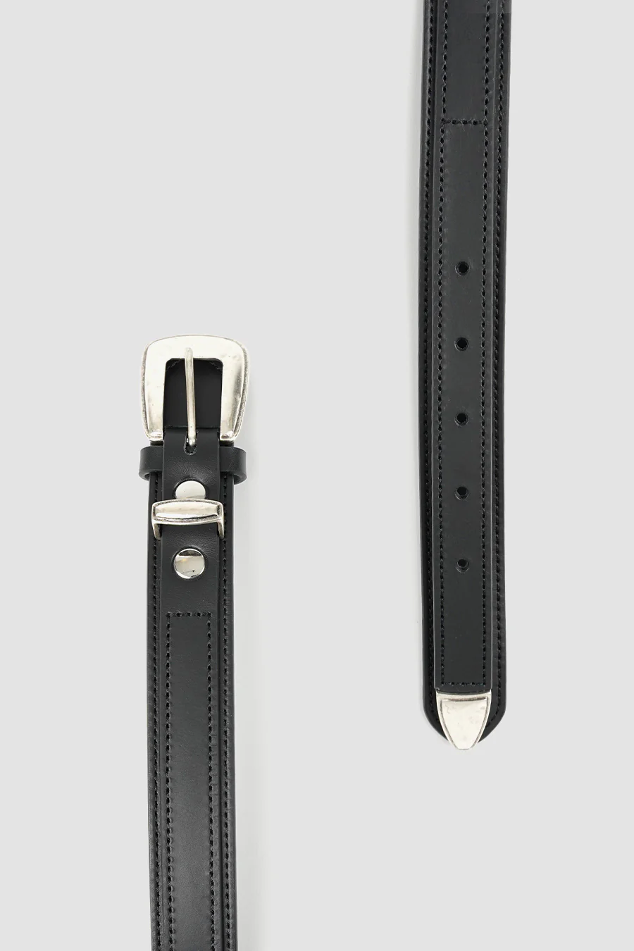 CEINTURE CUIR LISSE MINIMAL WESTERN NOIR - Image 3