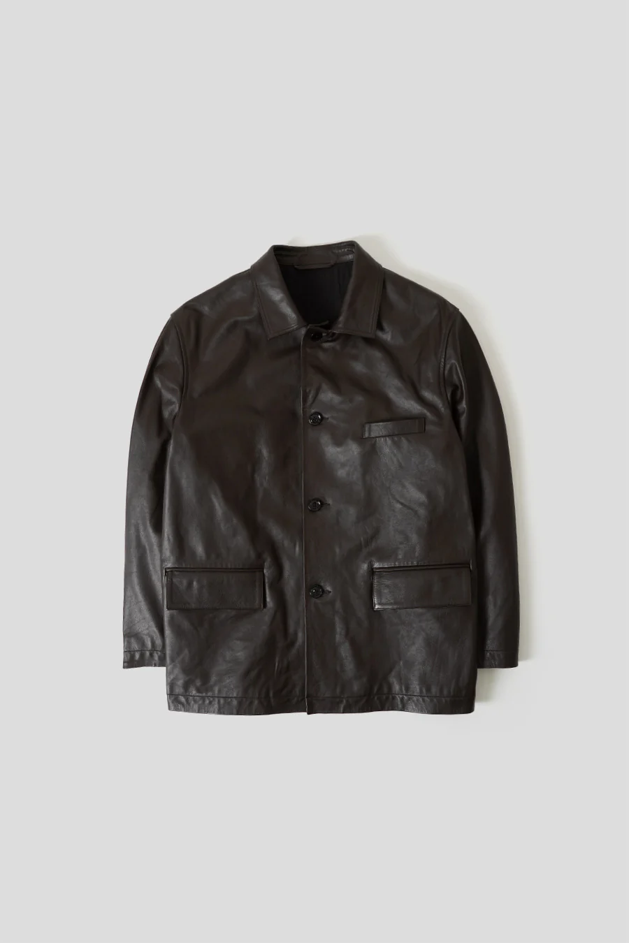 VESTE EN CUIR RELAXED MARRON