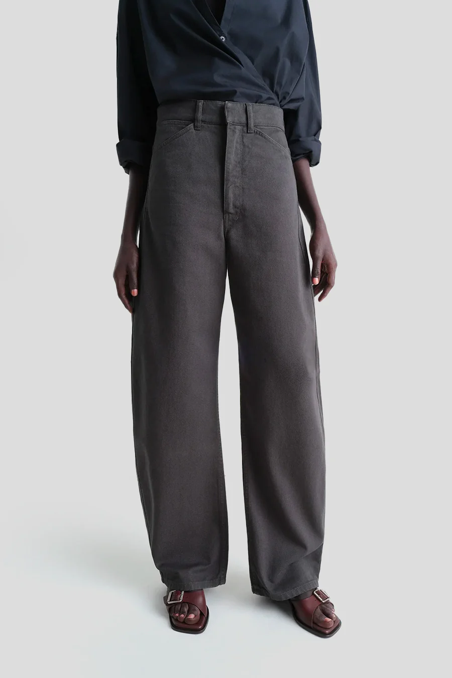 PANTALON ARRONDI TAILLE HAUTE BLEU CARBONE - Image 2