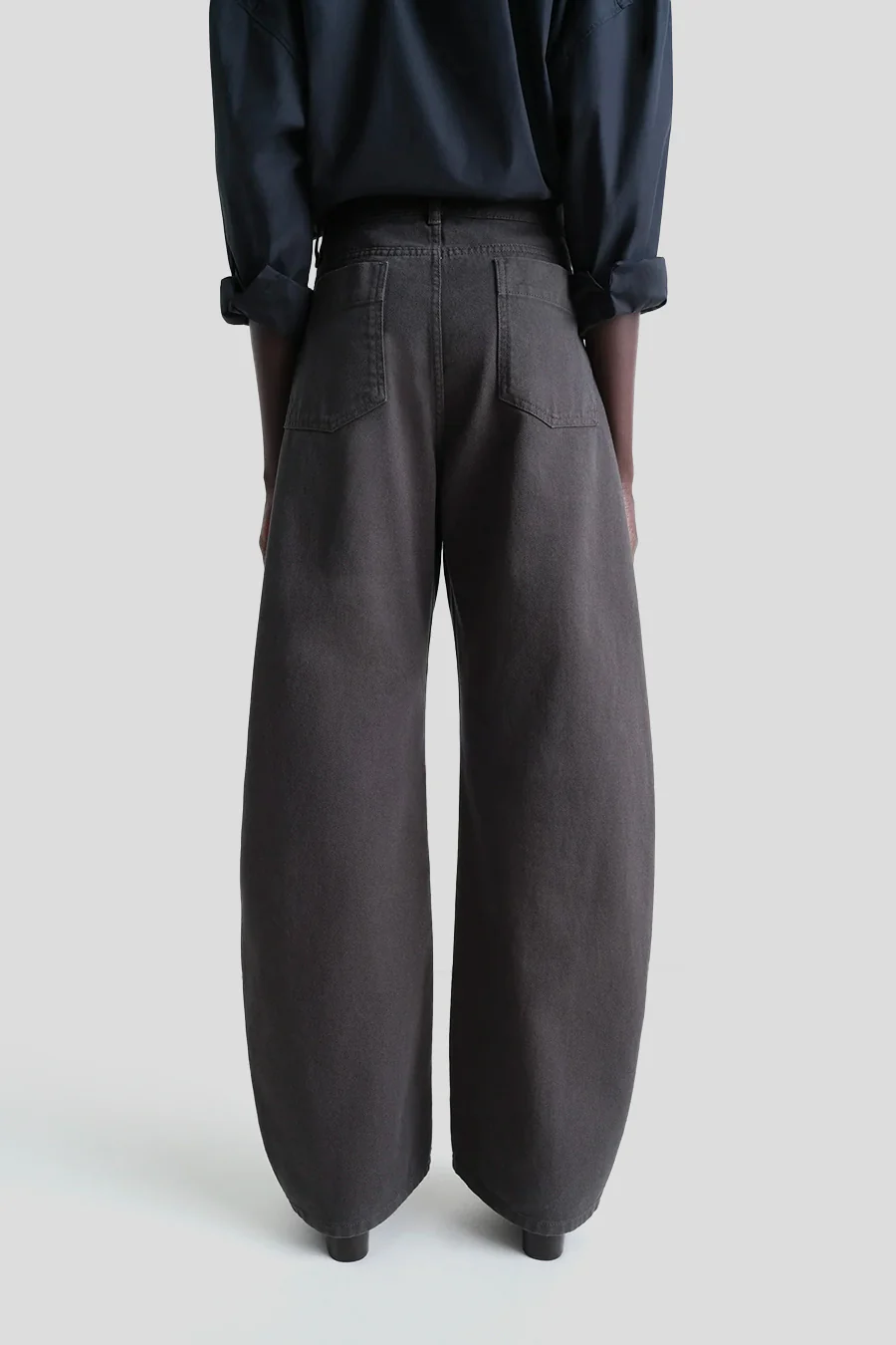 PANTALON ARRONDI TAILLE HAUTE BLEU CARBONE - Image 3