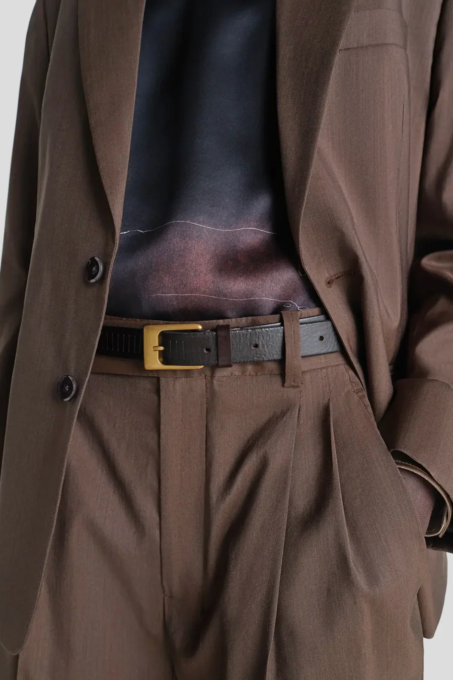 CEINTURE RAIL 25 MARRON FONCÉ - Image 2