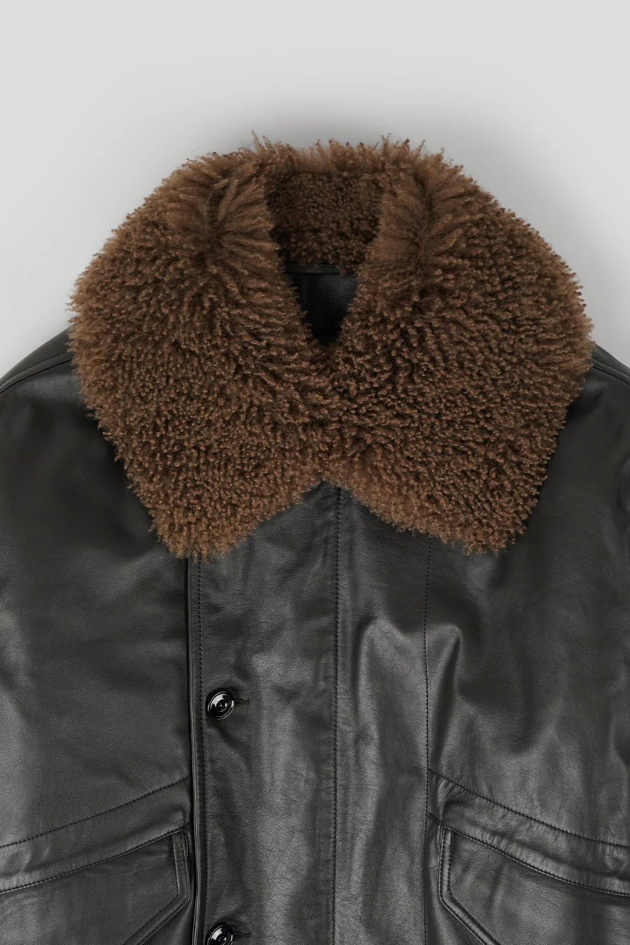 BLOUSON EN CUIR MATELASSÉ ESPRESSO FONCÉ - Image 2