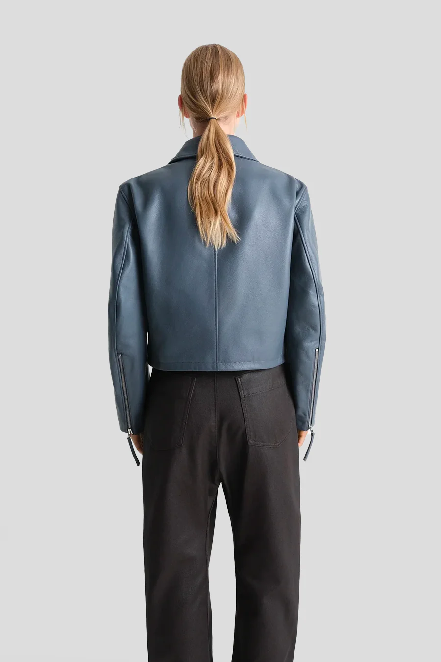 VESTE BOXY CROPPED BLEU ACIER - Image 4