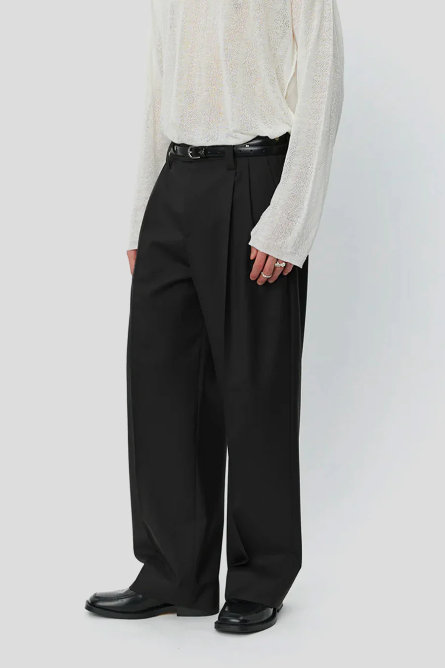 PANTALON CLASSIQUE EN LAINE CAFÉ - Image 3