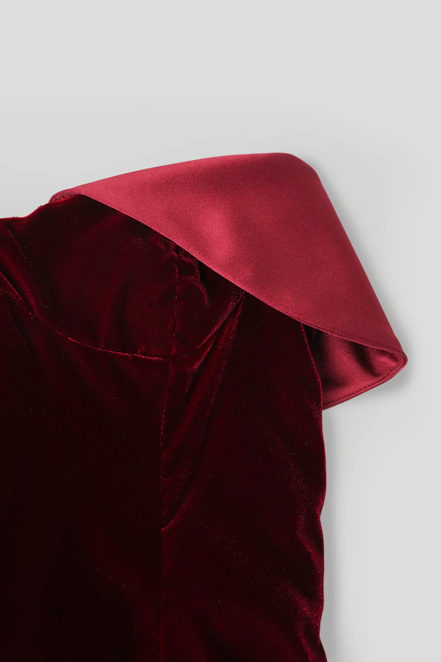 ROBE MINI SATIN ET VEULOURS BORDEAUX - Image 2