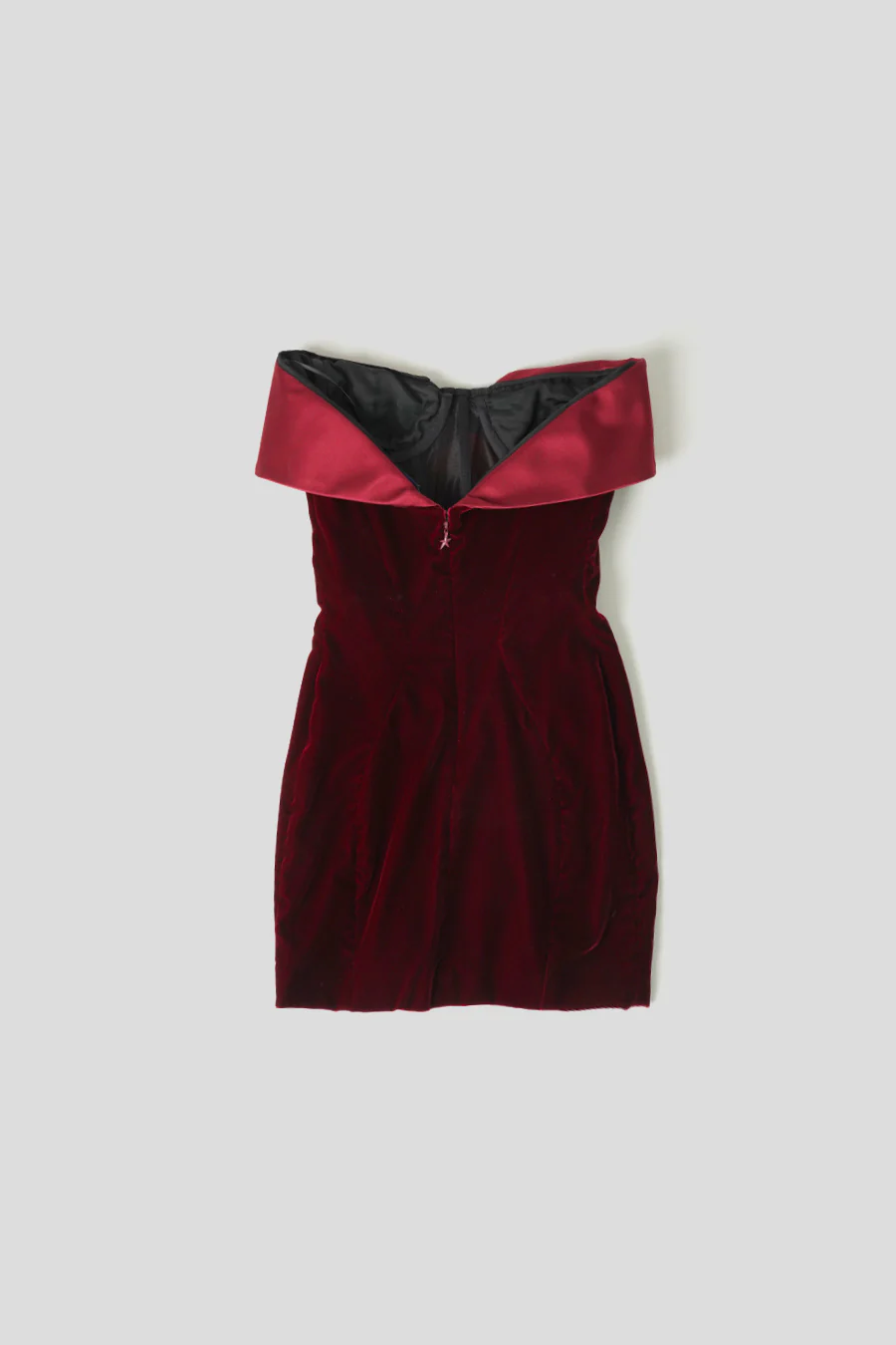ROBE MINI SATIN ET VEULOURS BORDEAUX - Image 3